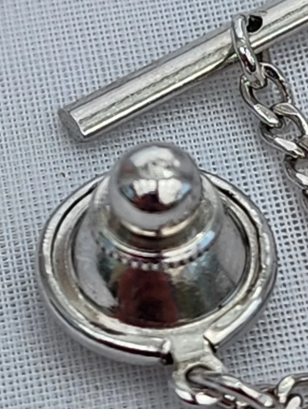 Vintage MCM Atomic Sterling Tie Tack Square Starburst Anson Small Stone Center